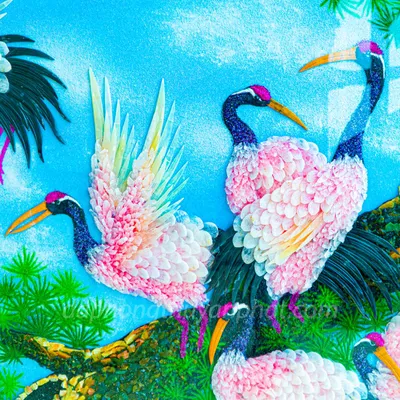 Tranh Đá Phong Thủy | Tranh Đá Quý Cao Cấp | Tranh Đá Quý Phong Cảnh | Tranh Tùng Hạc Diên Niên Chất Liệu Đá Quý Tự Nhiên 100% - Kích Thước: 1m92 x 1m12 AT010