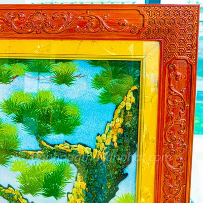 Tranh Đá Phong Thủy | Tranh Đá Quý Cao Cấp | Tranh Đá Quý Phong Cảnh | Tranh Tùng Hạc Đón Khách Chất Liệu Đá Quý Tự Nhiên 100% - Kích Thước: 1m92 x 1m12 AT013