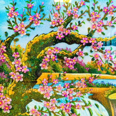 Tranh Đá Phong Thủy | Tranh Đá Quý Cao Cấp | Tranh Đá Quý Phong Cảnh | Tranh Tùng Hạc Đón Khách Chất Liệu Đá Quý Tự Nhiên 100% - Kích Thước: 1m92 x 1m12 AT013
