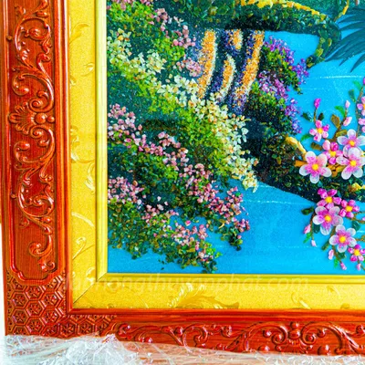 Tranh Đá Phong Thủy | Tranh Đá Quý Cao Cấp | Tranh Đá Quý Phong Cảnh | Tranh Đào Hạc Đón Khách Chất Liệu Đá Quý Tự Nhiên 100% - Kích Thước: 1m92 x 1m12