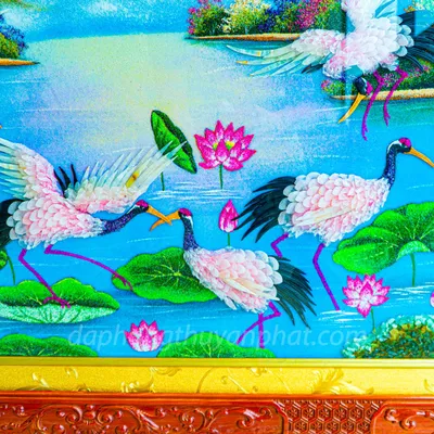 Tranh Đá Phong Thủy | Tranh Đá Quý Cao Cấp | Tranh Đá Quý Phong Cảnh | Tranh Đào Hạc Đón Khách Chất Liệu Đá Quý Tự Nhiên 100% - Kích Thước: 1m92 x 1m12