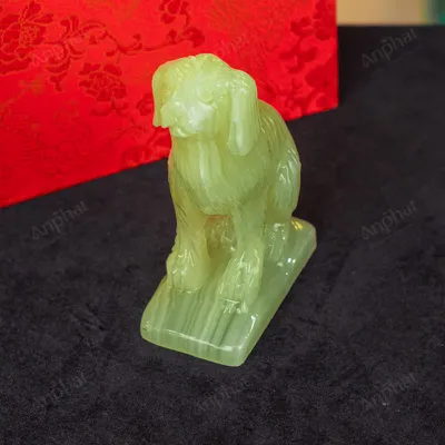 Tượng Chó Đá Onyx Xanh - 12cm - M2901043