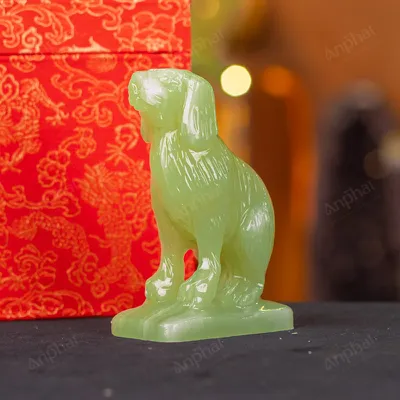 Tượng Chó Đá Onyx Xanh - 12cm - M2901043