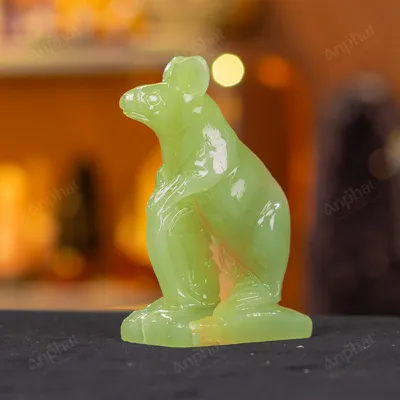 Tượng Chuột Đá Onyx Xanh - 12cm - M2901045