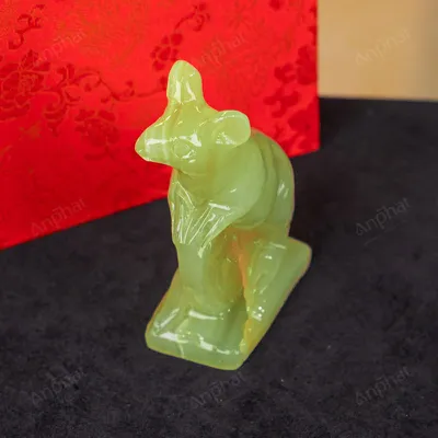 Tượng Chuột Đá Onyx Xanh - 12cm - M2901045
