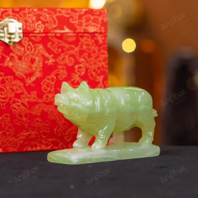 Tượng Lợn Đá Onyx Xanh - 12cm - M2901054