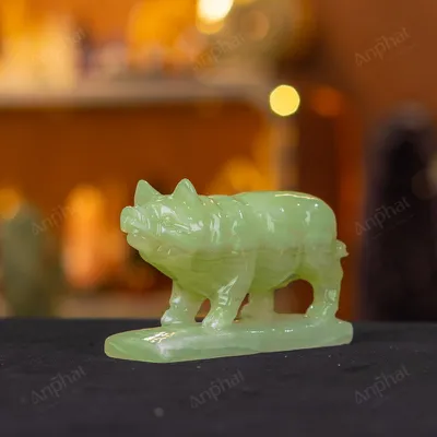 Tượng Lợn Đá Onyx Xanh - 12cm - M2901054