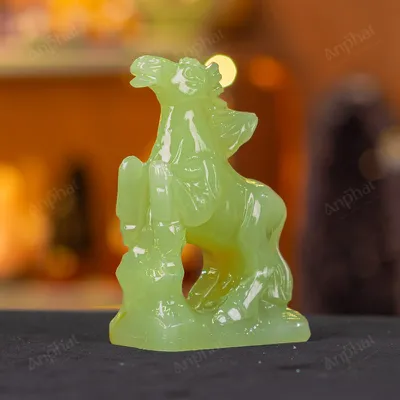 Tượng Ngựa Đá Onyx Xanh - 12cm - M2901041
