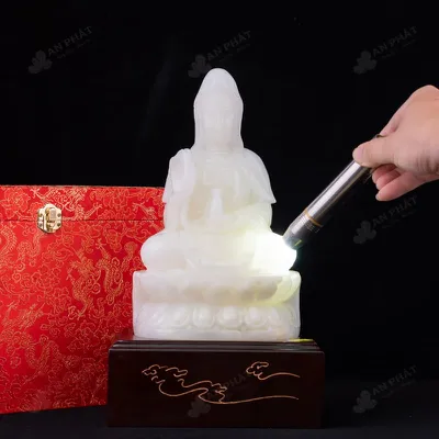 Tượng Quan Âm Bồ Tát Ngọc Onyx Trắng - 5,91kg - M2560591