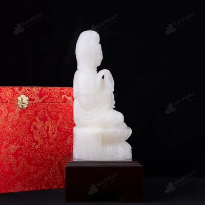 Tượng Quan Âm Bồ Tát Ngọc Onyx Trắng - 5,91kg - M2560591