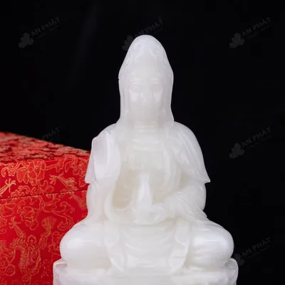 Tượng Quan Âm Bồ Tát Ngọc Onyx Trắng - 5,91kg - M2560591
