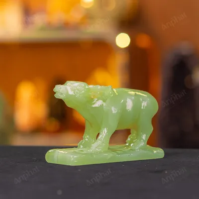 Tượng Trâu Đá Onyx Xanh - 12cm - M29010431