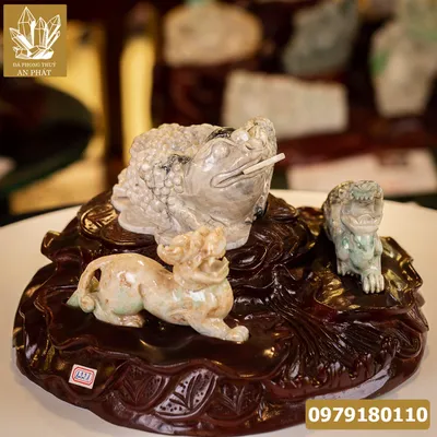 Thiềm Thừ Ngọc | Thiềm Thừ Ngọc Phỉ Thúy | Combo Thiềm Thừ (Cóc 3 Chân, Cóc Ngậm Tiền) Tỳ Hưu Tài Lộc Ngọc Jadeit - M1221