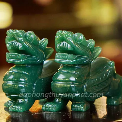 Cặp Tỳ hưu đá thạch anh xanh - 15cm - M2047