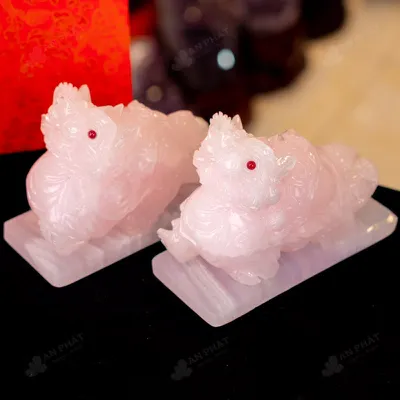 Cặp Tỳ Hưu Onyx Hồng 15cm - M293134