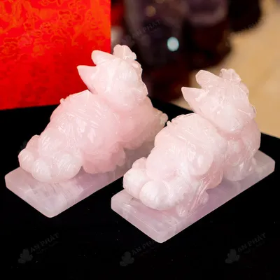 Cặp Tỳ Hưu Onyx Hồng 15cm - M293134