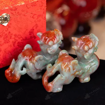 Cặp Tỳ Hưu Serpentine Huyết Ngọc - 15cm - M2858163
