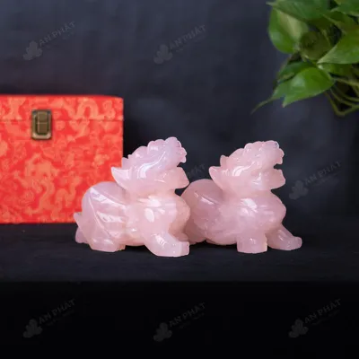 Cặp Tỳ Hưu Thạch Anh Hồng - 2,5kg - M070125