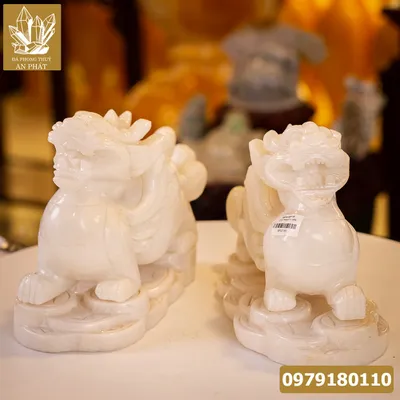 Cặp Tỳ Hưu Đá Ngọc Marble Trắng - M1891