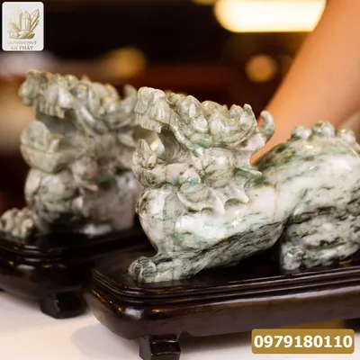Cặp Tỳ Hưu Ngọc Phỉ Thúy (Ngọc Jadeite) Tự Nhiên Cao Cấp 10,8kg, 30cm - M2281
