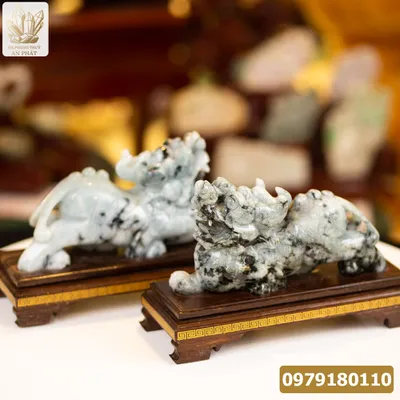 Cặp Tỳ Hưu Ngọc Phỉ Thúy (Ngọc Jadeite) Tự Nhiên Cao Cấp 5,4kg, 24cm - M2282