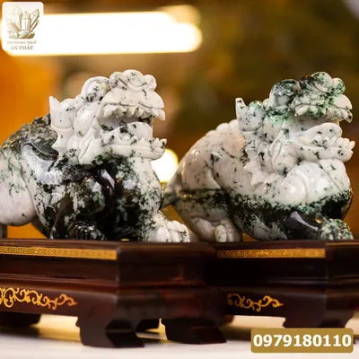 Cặp Tỳ Hưu Ngọc Phỉ Thúy (Ngọc Jadeite) Tự Nhiên Cao Cấp 12,3kg, 29cm - M2317