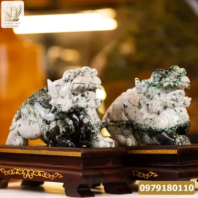 Cặp Tỳ Hưu Ngọc Phỉ Thúy (Ngọc Jadeite) Tự Nhiên Cao Cấp 12,3kg, 29cm - M2317