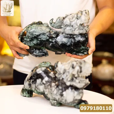 Cặp Tỳ Hưu Ngọc Phỉ Thúy (Ngọc Jadeite) Tự Nhiên Cao Cấp 15,6kg, 35cm - M2318