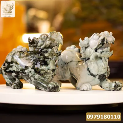 Cặp Tỳ Hưu Ngọc Phỉ Thúy (Ngọc Jadeite) Tự Nhiên Cao Cấp 16kg, 35cm - M2318