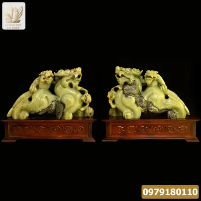 Cặp Tỳ Hưu Ngọc Serpentine Cổ Siêu Khủng - M1405