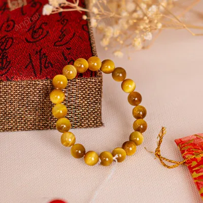 Vòng Tay Mắt Hổ Vàng Sáng 2A 8 Ly 079-0422A-8