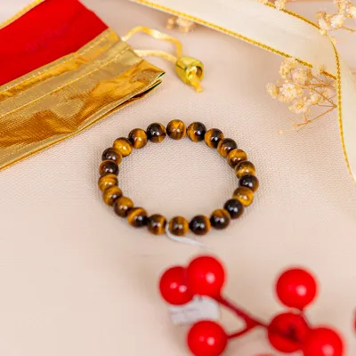 Vòng Tay Mắt Hổ Vàng Nâu 4A 8 Ly 079-0414A-8