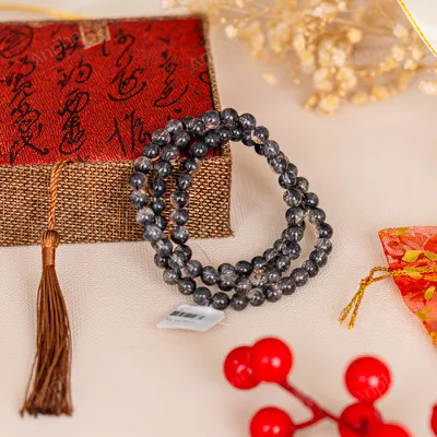 Vòng Tay Thạch Anh Tóc Đen 1A Loại Cuốn 3 Vòng 6,5 Ly 080-0811A-6.5