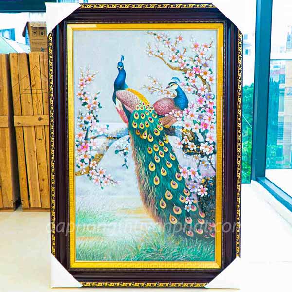 Tranh đá quý phong thuỷ Uyên ương hạnh phúc