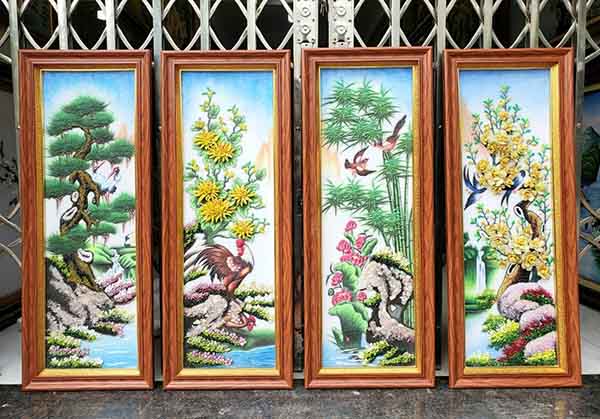 Tranh đá quý cao cấp tứ bình