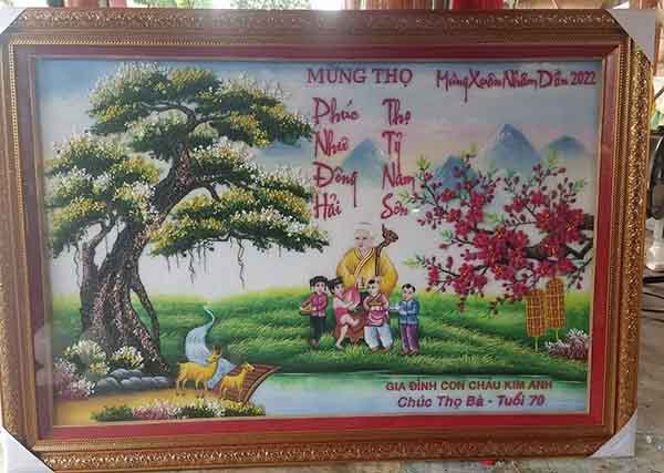 Tranh đá quý cao cấp mừng thọ