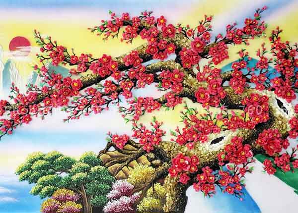 Tranh đá quý cao cấp hoa đào giúp thu hút “đào vận” trong cả công việc và cuộc sống