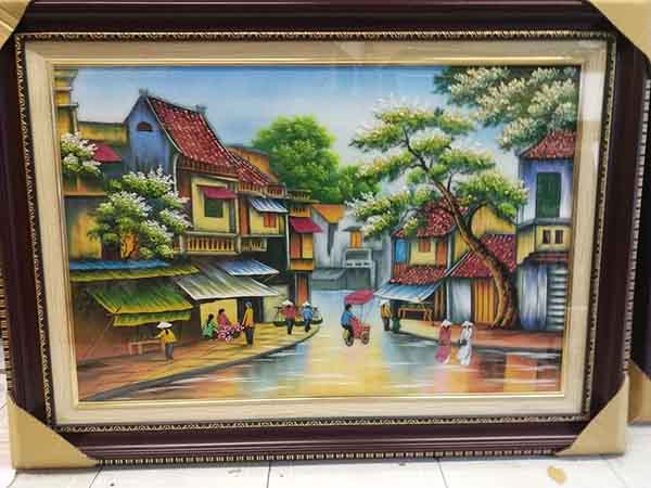 Tranh đá quý cao cấp chủ đề phố cổ