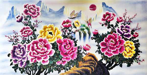 Tranh đá quý hoa mẫu đơn