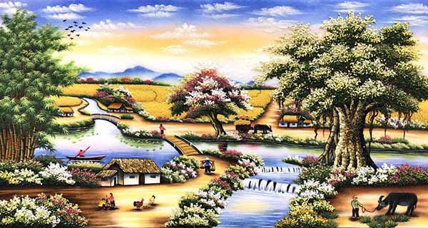 Tranh đá quý đồng quê