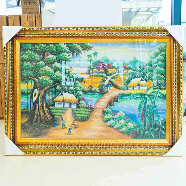 Tranh đá quý Làng quê Việt Nam