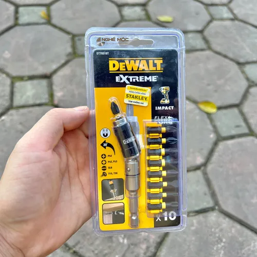Đầu lắc léo giữ mũi bắt vít 10 chi tiết Dewalt DT70518