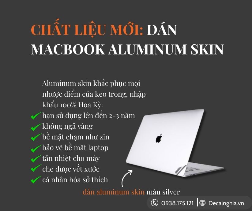 Dán Aluminum skin laptop, macbook, surface...