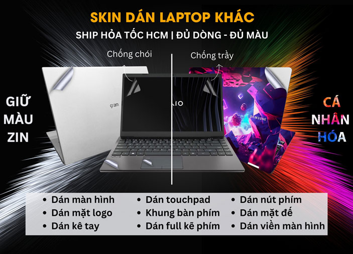 dán laptop Sony, Toshiba, Samsung, Panasonic, Fujitsu