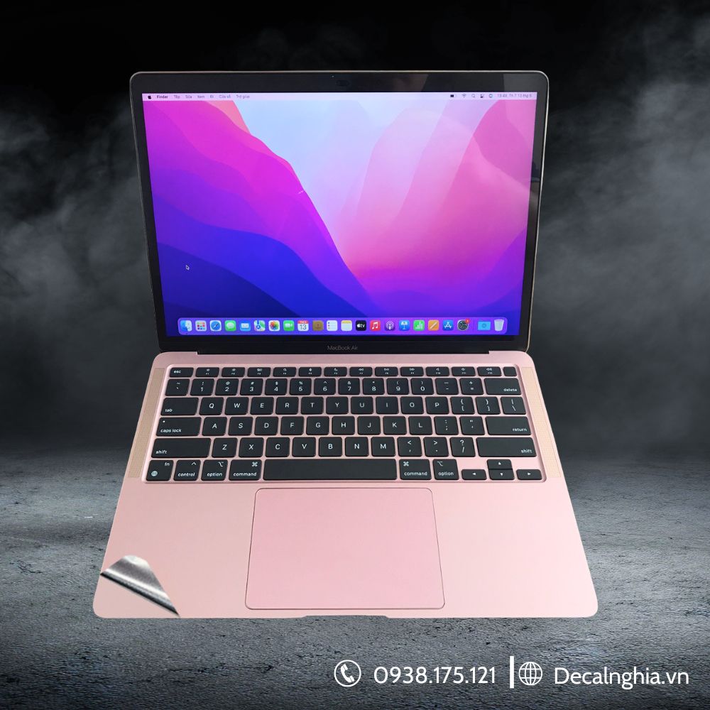 Dán macbook hồng một màu