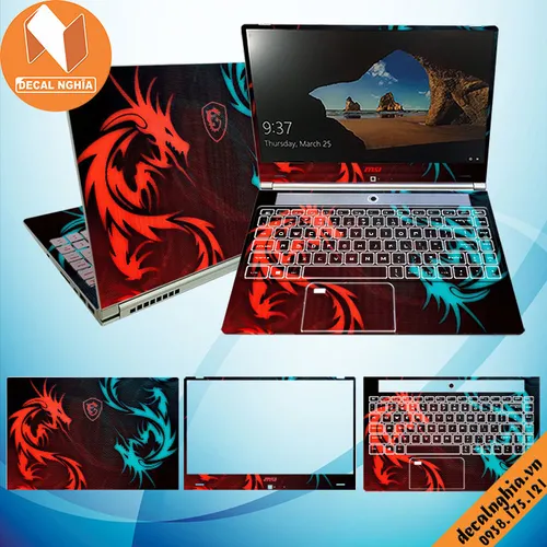 Aluminum skin dán laptop MSI PS42