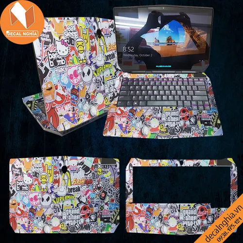 Aluminum Skin dán Laptop Alienware 13R2