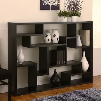 Kệ Gỗ Trang Trí Phòng Khách Màu Đen KT-34