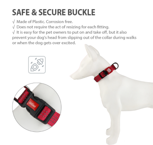 Vòng cổ cho chó gigwi phản quang, an toàn tiêu chuẩn Châu Âu cho chó size bé chó size nhỡ chó size to