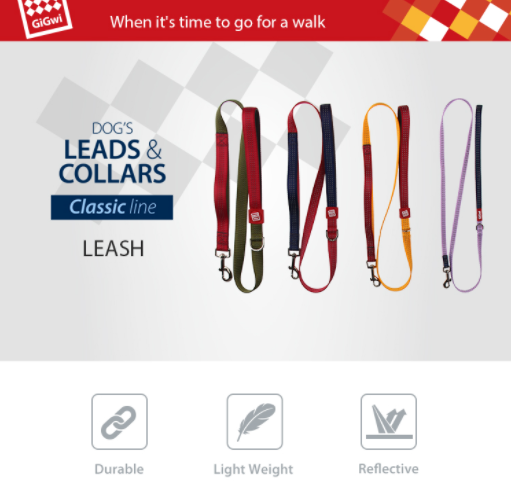 Đồ chơi chó mèo gigwi phụ kiện dây xích vòng cổ cho chó tiêu chuẩn châu âu vải phản quang an toàn